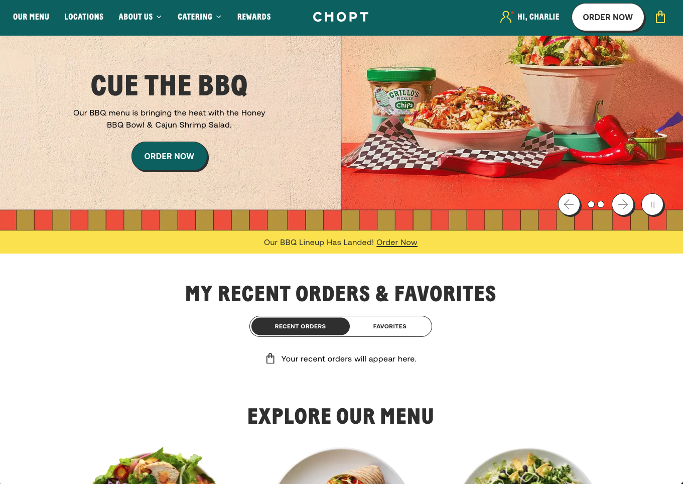 Front page of choptsalad.com